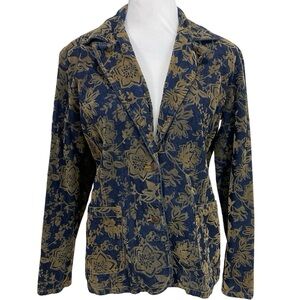 Bill Blass Jeans Blue Velour Denim Jacket Size M